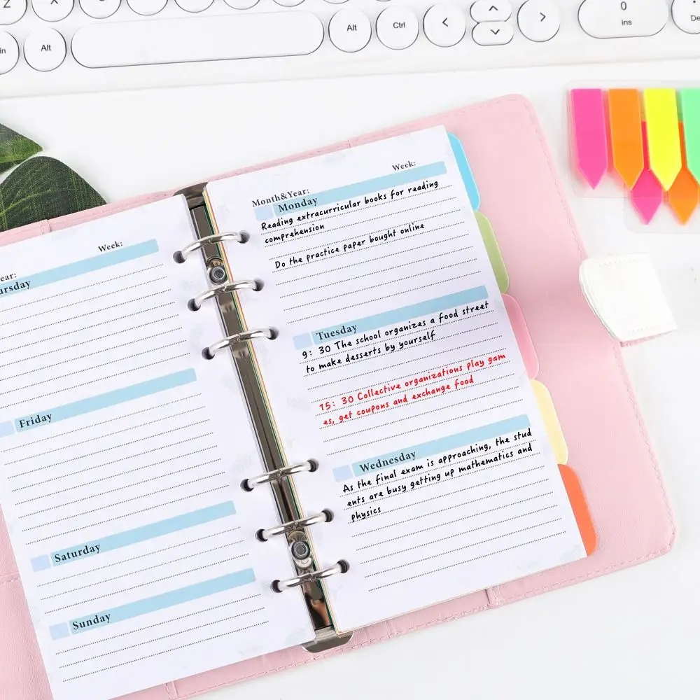 Monthly Planner Time Management Schedules Organizer Spiral Binder Paper Refill Inner Pages A6 Loose Leaf Paper Budget Pages