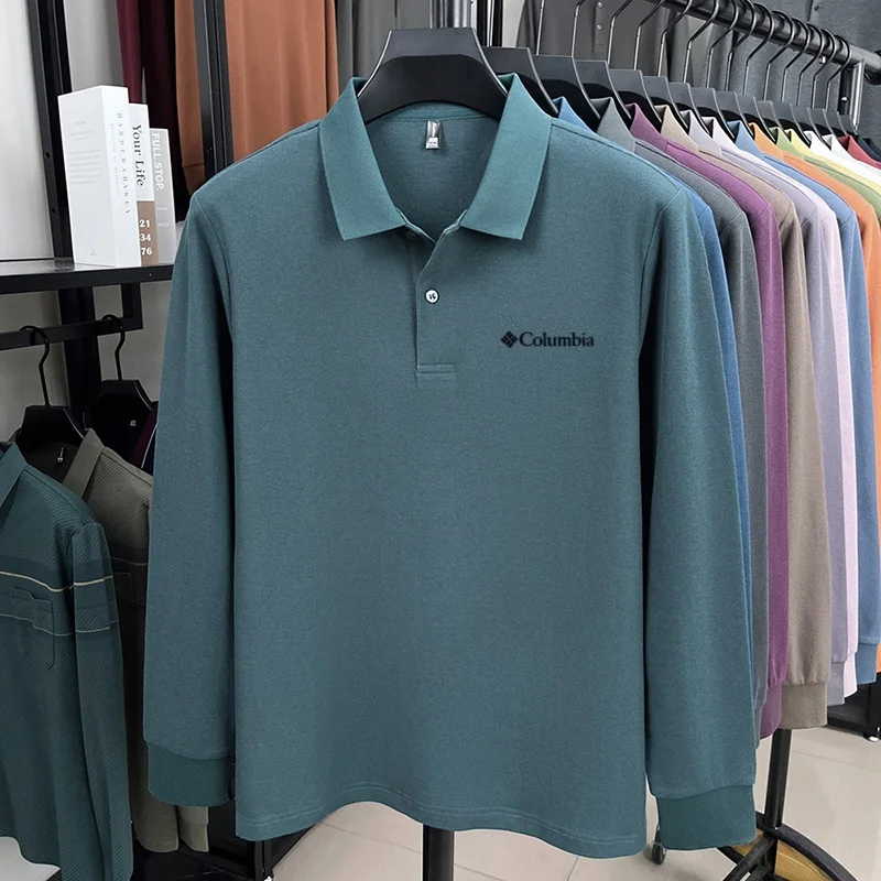 100% Reine Baumwolle Hochwertiges Frühlings- und Herbst-Herren-Langarm-Poloshirt, Bequemes Casual-Shirt mit Exquisiter Marken-Stickerei – Detail 12