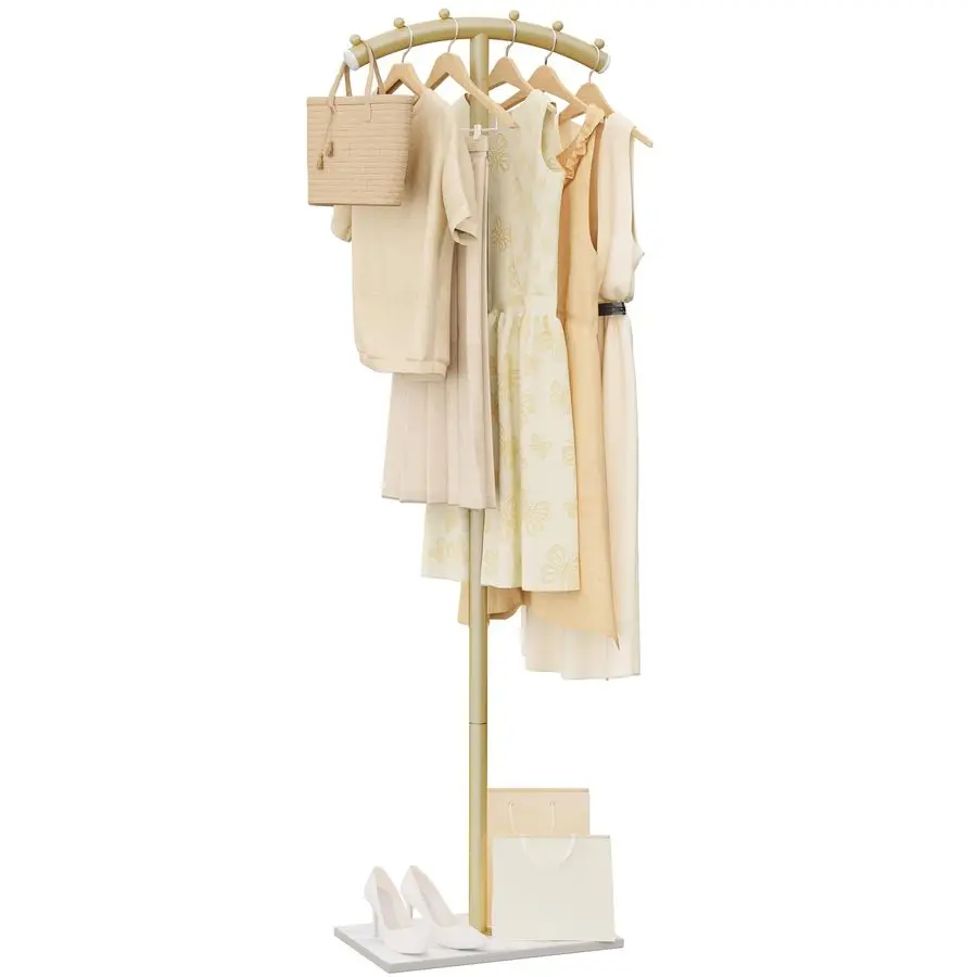 

Изогнутая вешалка для одежды, Т-образная напольная вешалка для пальто, металлические вешалки для одежды, устойчивое основание из натурального камня, подходит для прихожих, коридоров