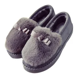 Cotton Shoes Women Beanie Shoes Autumn and Winter Warm Plus Velvet Cotton Korean Style Low Cut Flat Soled Lazy Furry Shoes