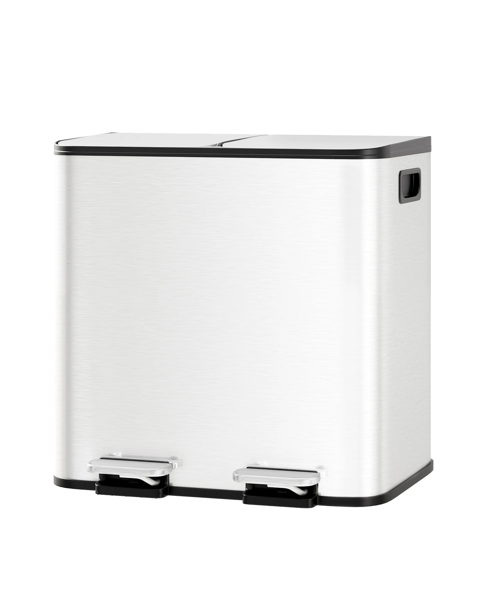 Poubelle de cuisine à double compartiment 15L x 2, poubelles doubles en acier inoxydable pour cuisine, poubelle à pédale avec couvercle à fermeture douce