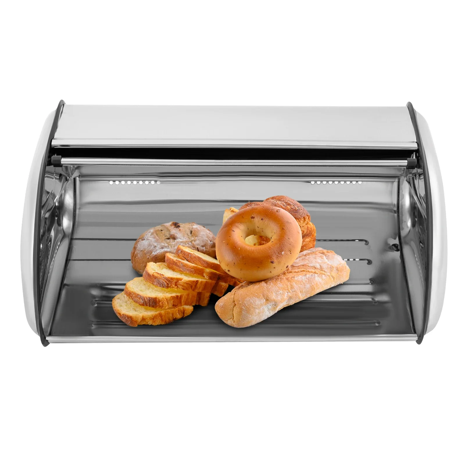 

Stainless Steel Bread Box Kitchen Counter Bread Bin Storage Holder Container Large Capacity Bread Keeper Silver
