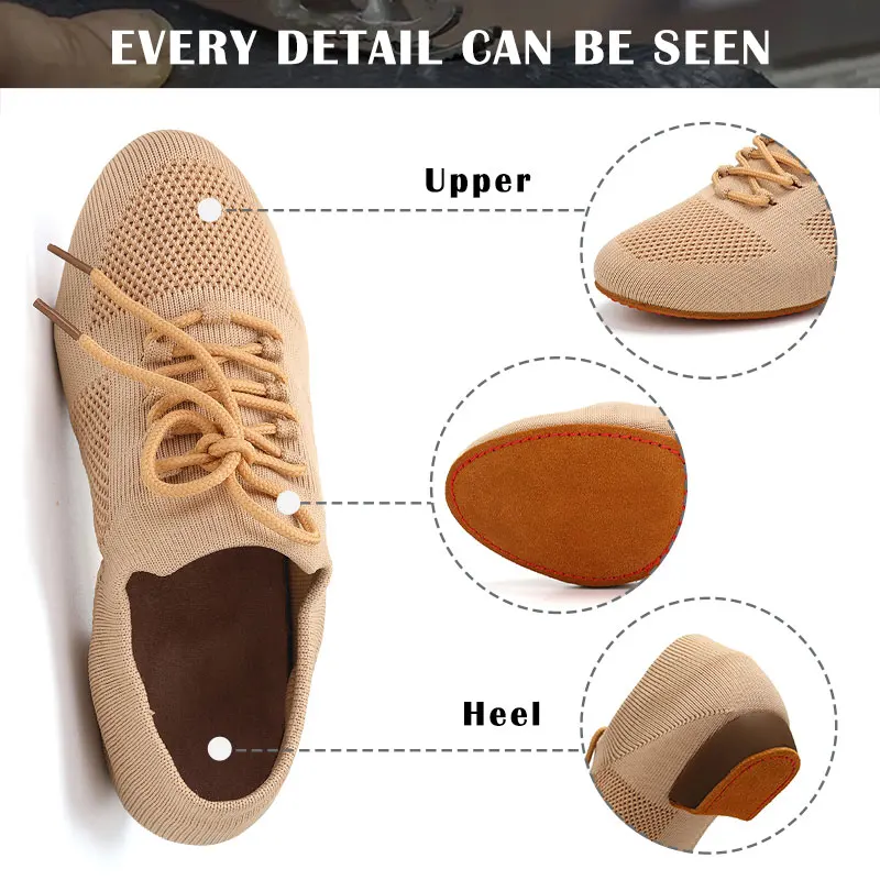 Women Dance Shoes Knitted Teacher Shoes Soft sole Low Heel Latin Training Shoes Ballet Dance Shoes Jazz Ballroom Sneakers Girls