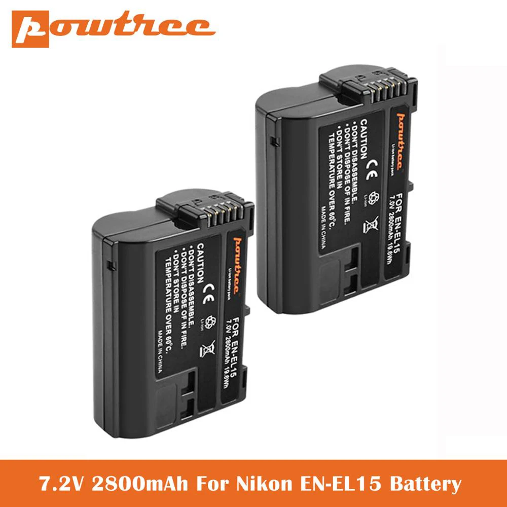 Powtree v7 2800mah EN-EL15 enel15 en el15 kamera akku für nikon dslr d600 d610 d800 d800e d810 d850 d7000 d7100 d7200 l50