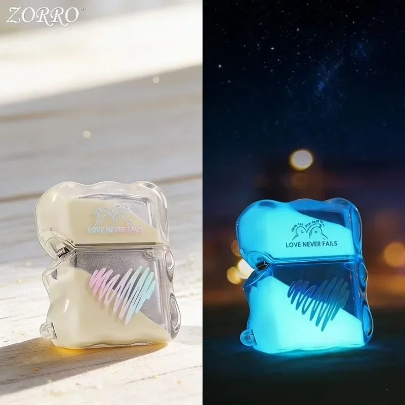 

ZORRO Luminous Kerosine Lighter Personalized Creative Transparent Luminous Shell Windproof Cigarette Lighter Men's Gift
