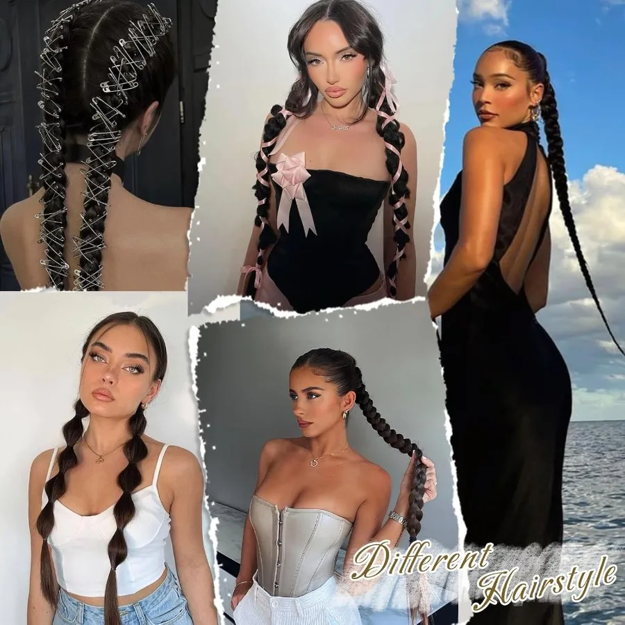 2 قطعة 30 بوصة طويلة مضفر ذيل حصان تمديد للنساء أنيق التفاف حول البني جديلة وصلات شعر مع الشعر التعادل الاصطناعية Po