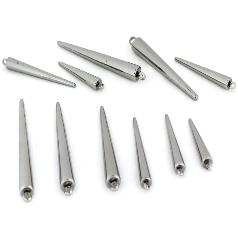 4 Stück Edelstahl Metall-Kegelanhänger für Schmuckherstellung Schwert-Charm Passend für Ohrringe Halsketten DIY Schmuckzubehör – Detail 2