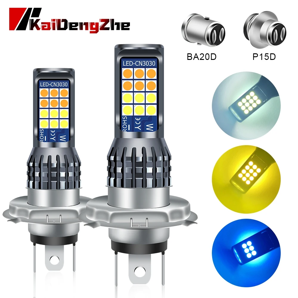 1PC 3030SMD 24LED Motocycle Headlight H4 BA20D P15D Hi Lo Beam 12V 36V 500LM H6 Super Bright Moto LED Headlamp Moto Accessories