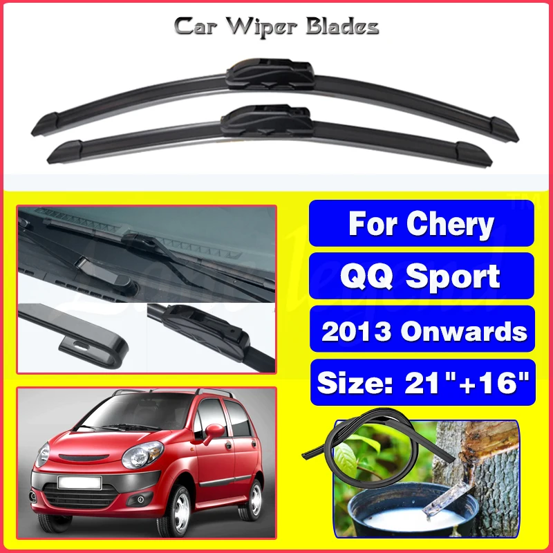 

Wiper LHD Front Wiper Blades For Chery QQ Sport Hatchback 2013 Onwards Windshield Windscreen Window Rain Brushes 21"+16"