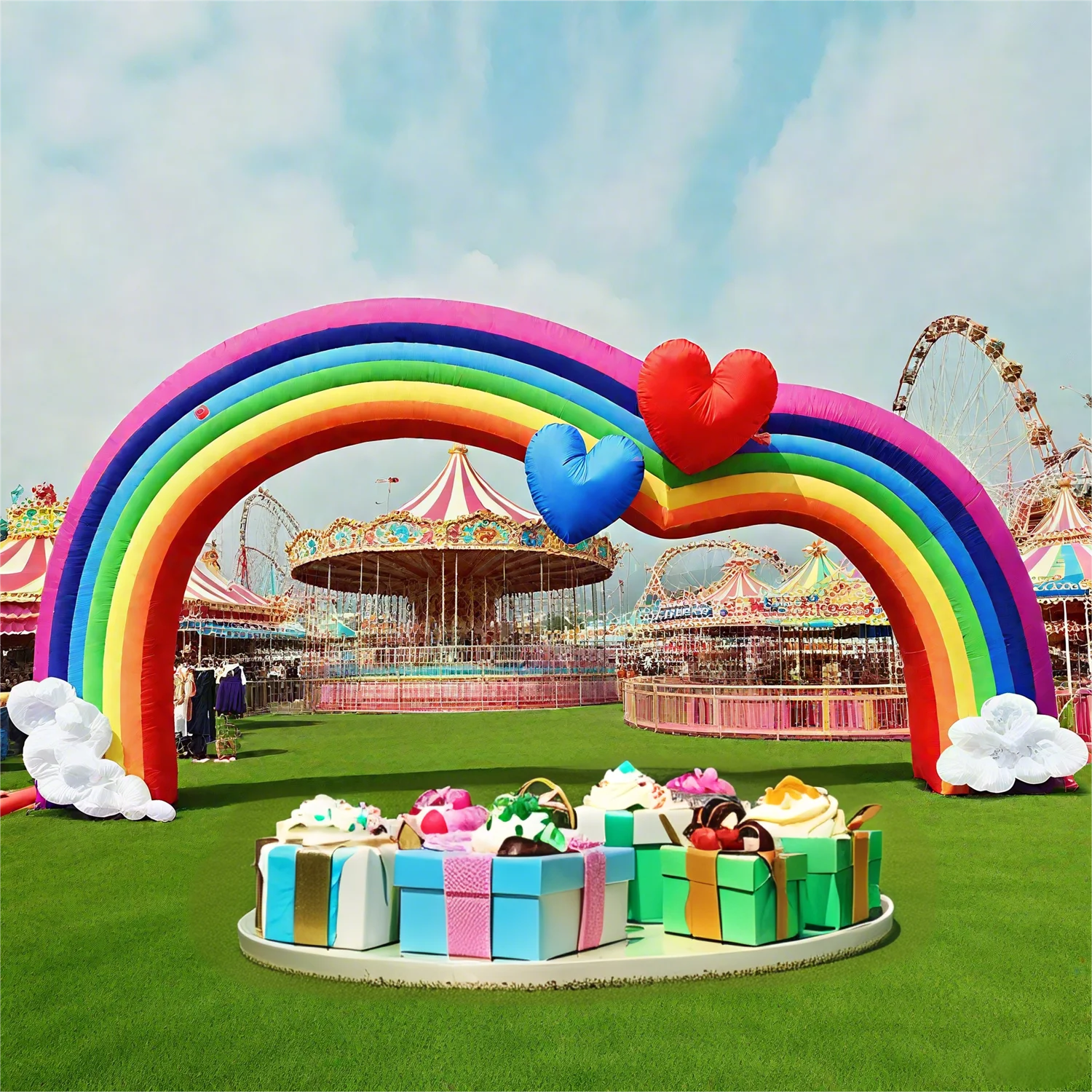 

Rainbow Arch Inflatable with Blower, Colorful Party Decoration for Birthday Wedding Garden, Outdoor Advertising