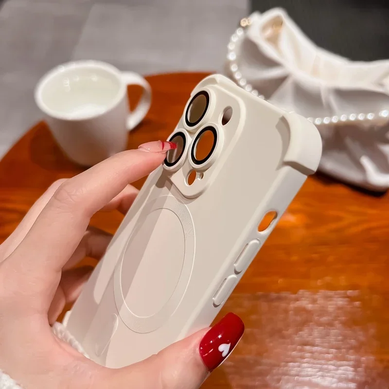 Luxury Magsafe Wireless Charge Case For iPhone 17 16 15 14 13 12 Pro Max Plus Air Soft Liquid Silicone Magnetic Shockproof Cover