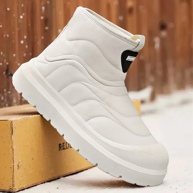 

Winter White Cotton Shoes Outdoor Men's Snow Boot High-Top Casual Warm Boots Man Comfortable Slip-on Men Fashion Ankle Boot 2025