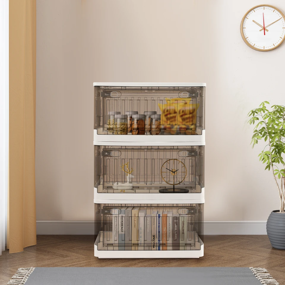 Collapsible Stackable Storage Bins with Wheels