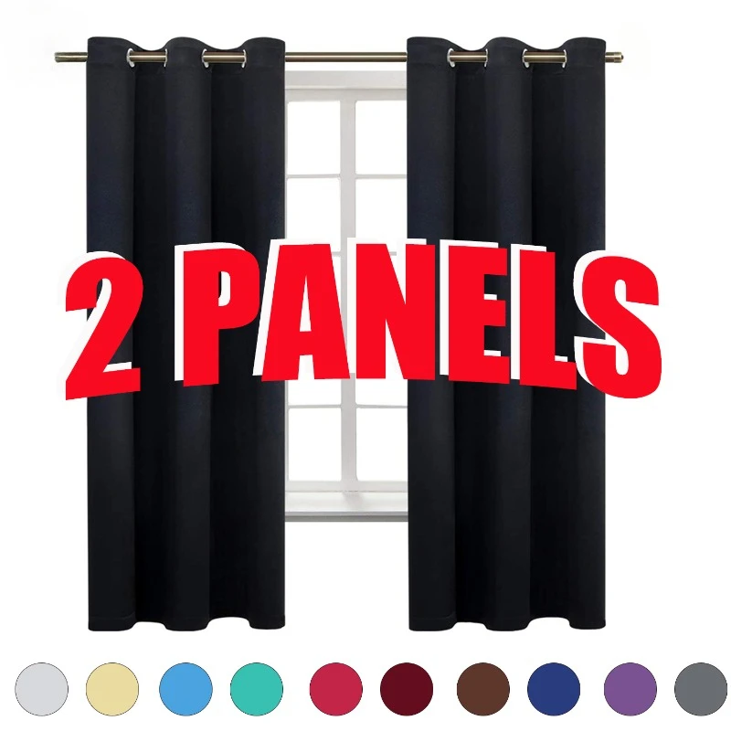 

2 Panels Modern Blackout Curtains for Living Room Thermal Insulation Bedroom Curtains High Shading Thick All Size、Color、Custom