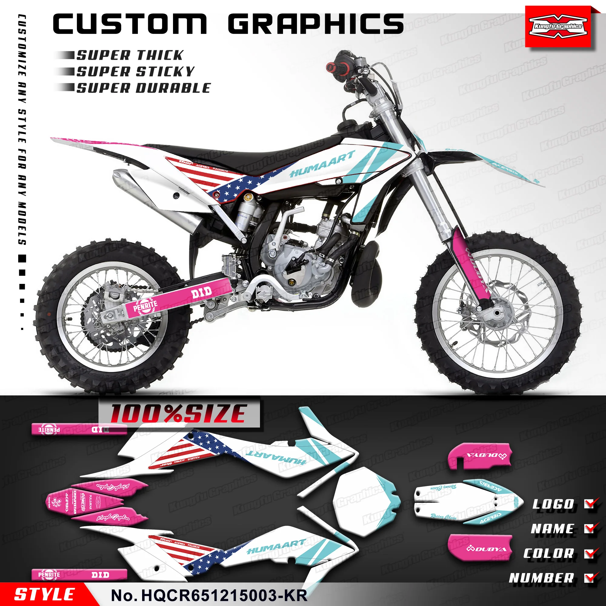 

KUNGFU GRAPHICS Motorcycle Graphics Vinyl Sticker for Husqvarna CR65 2012 2013 2014 2015, HQCR651215003-KR