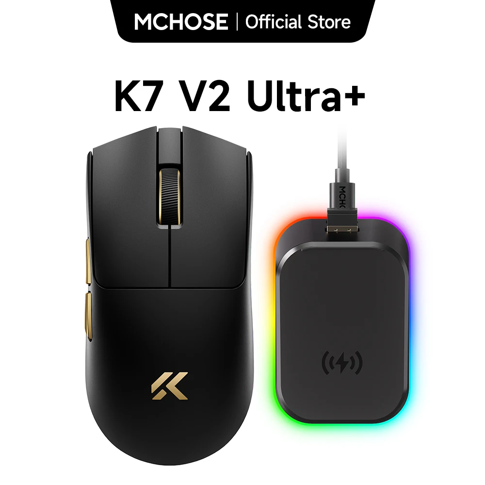 MCHOSE K7 Ultra Wireless Gaming Mouse PAW3950 Dual 8K Taxa de oragem Leve magnético sem fio Dock de carregamento Esports Office