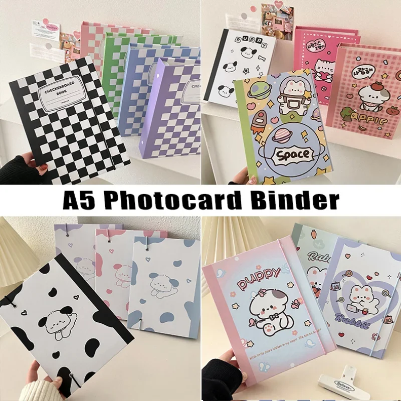 IFFVGX Kawaii A5 Binder Photocard Holder Kpop Idol Photo Album Collect Book Photo Card Storage Student Retro School Stationery