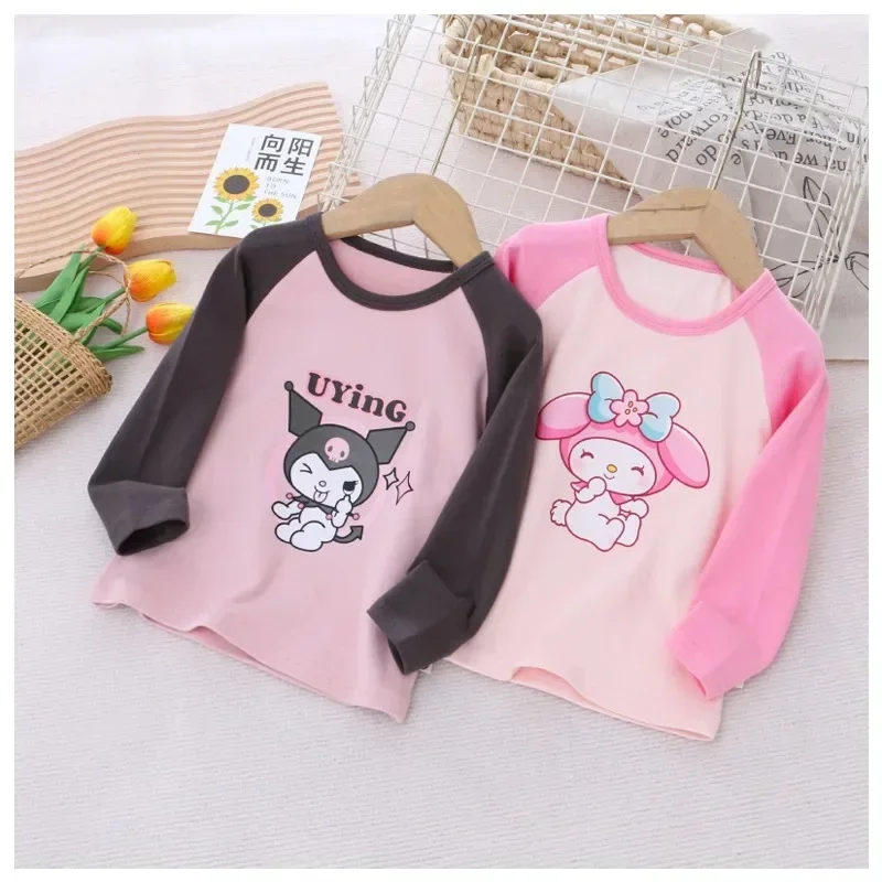 

Sanrioe My Melody Long Sleeved T-shirt Cinnamoroll Kuromi Multi Color Top Kawaii Children's Comfort Cotton Undershirt Kids Gift