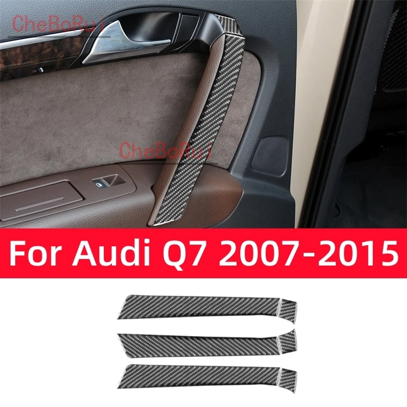 

Автомобильные аксессуары для Audi Q7 2007-2015, подлокотник из углеродного волокна для внутренней двери автомобиля, декоративная наклейка, крышка, защита рамы