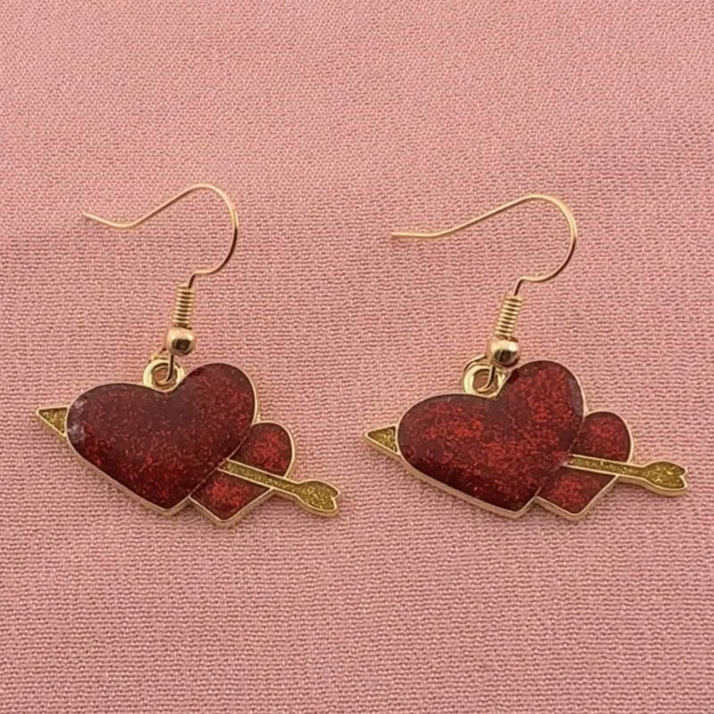 1 pair of alloy Valentine's Day love earrings, women's earrings, the best choice for gifts