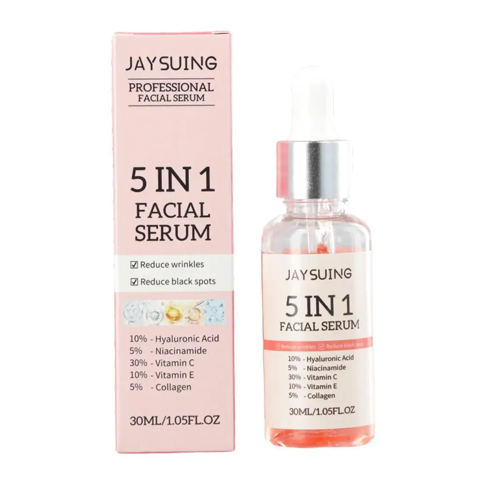 Serum Wajah Pelembab Pemutih, perawatan kulit 5 dalam 1 Serum Wajah asam Hyaluronic Vitamin C penuaan keriput