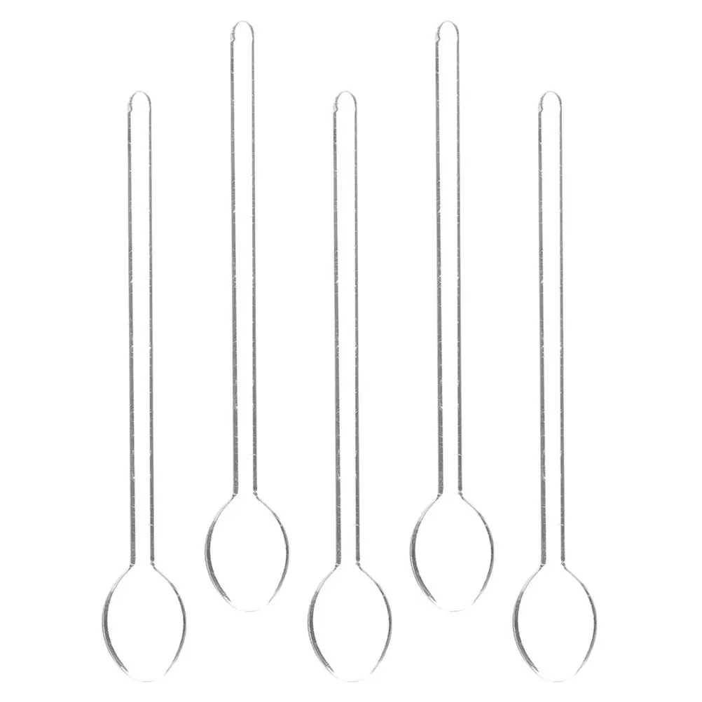 

5Pcs Long Handle Glass Teaspoon Mixing Spoons for Coffee Juice Milk Cocktail Dessert Reusable Bar Kitchen Dining Tool