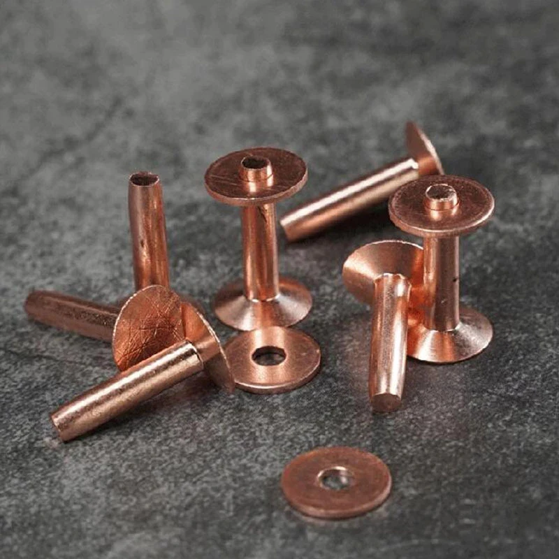 10Pcs Copper Rivets Solid Brass Riveting Nail Studs For Clothes Belts Luggage Leather Craft Rivet Studs Permanent Tack Fasteners