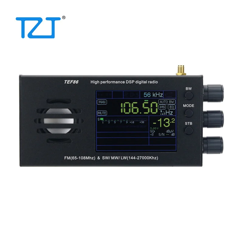 TZT TEF86 Wysokowydajne radio cyfrowe DSP 65-108 MHz FM i 144–27000 KHz SW/MW/LW z 3,2-calowym wyświetlaczem LCD