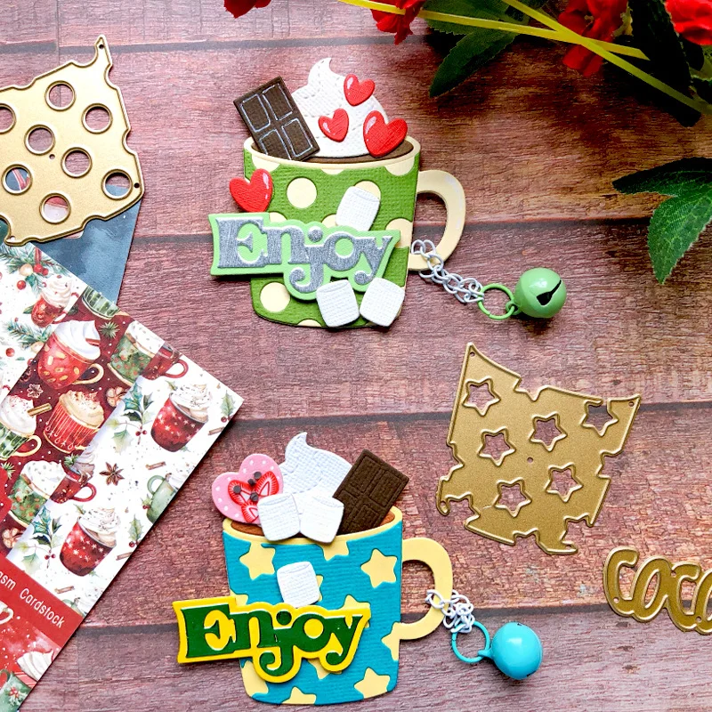 Metal Cutting Dies Hot Cocoa Coffee Cup Cheese Mold for DIY Scrapbooking Card Making Paper Craft Embossing Die Cuts Template view 5