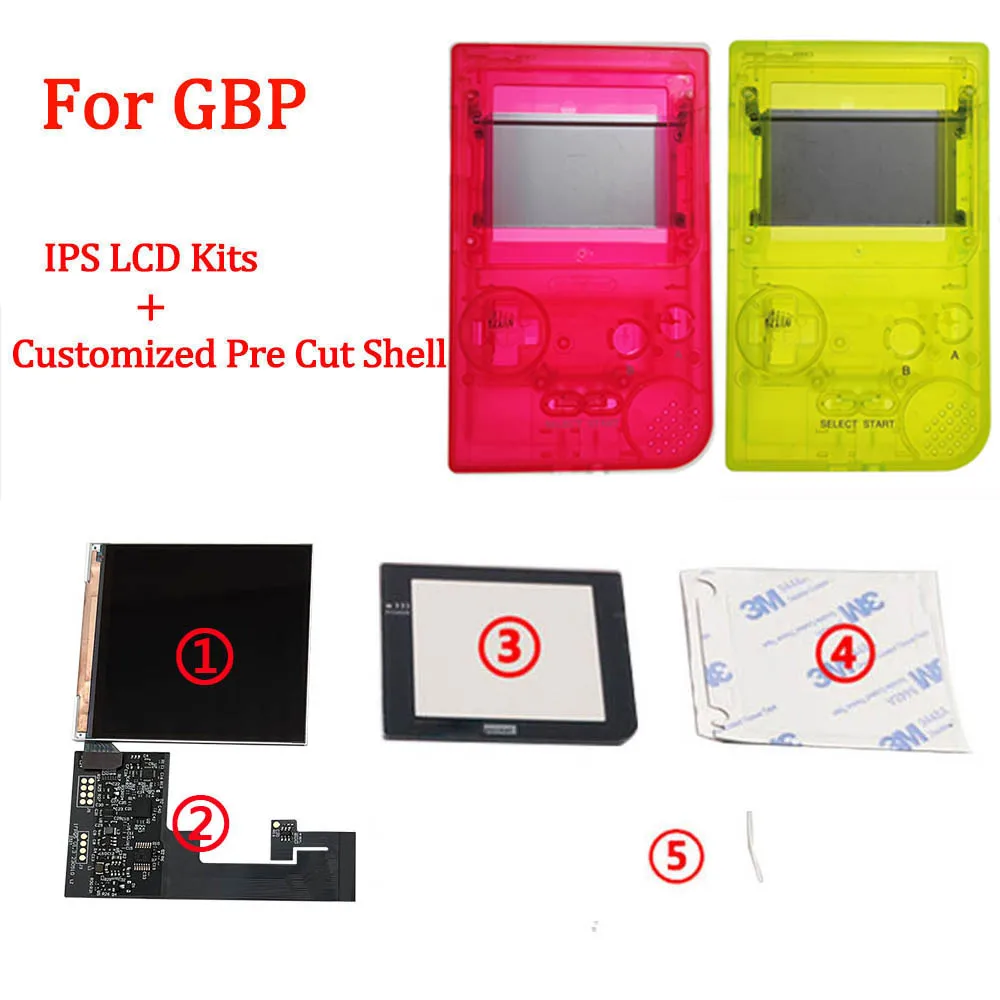 

Full Screen IPS LCD Kits with Customized Housing Shell Sets for GBP Brightness IPS LCD Screen Kits 10 Colors for GameBoy Pocket