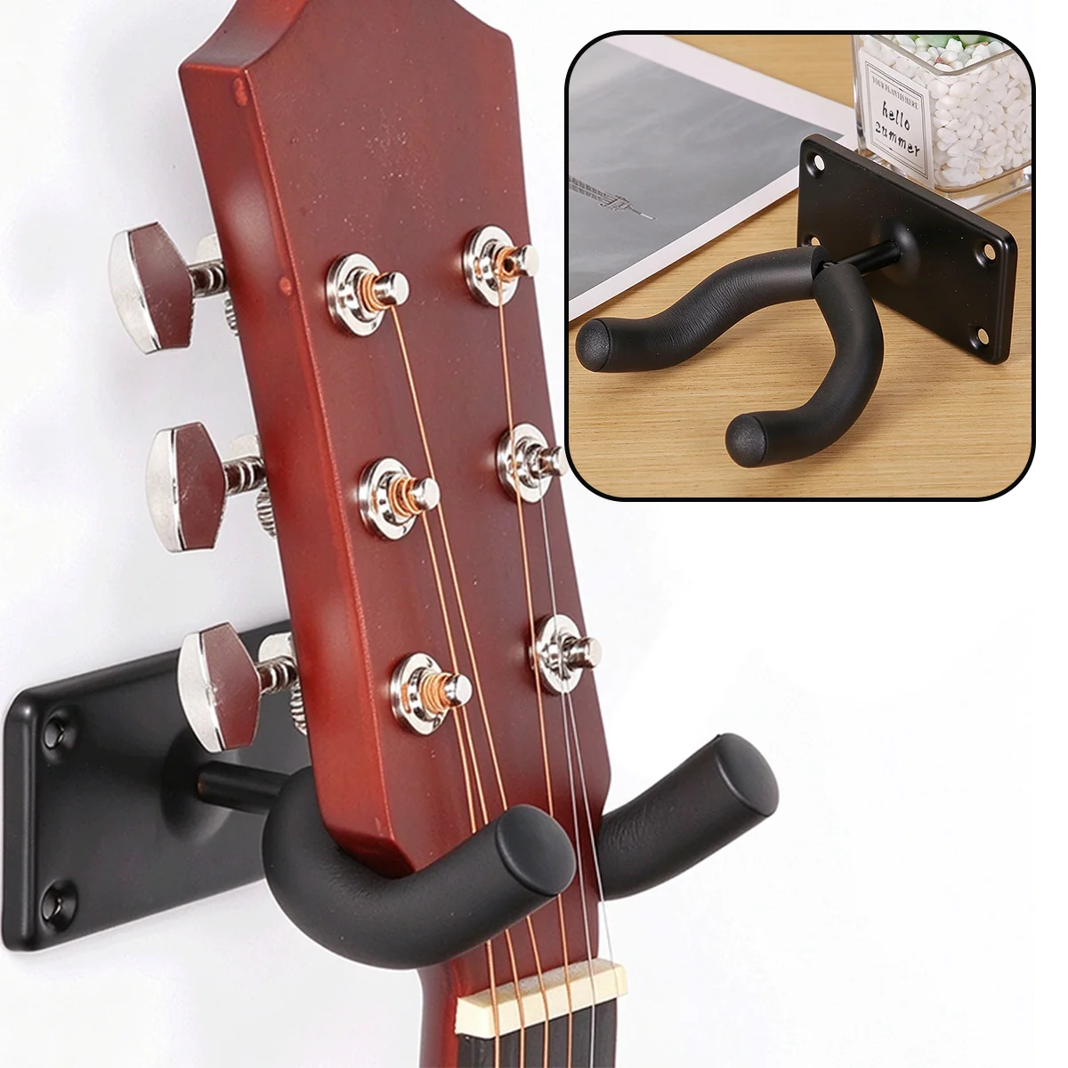 Guitar Wall Hanger/Mount for Electric and Acoustic Guitars – Features Soft Rubber Protective Padding