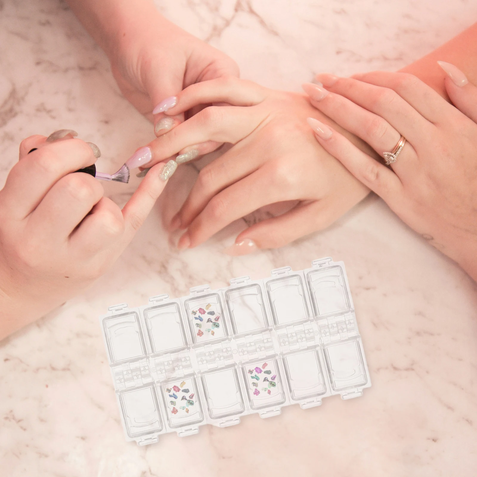 

Nail Art Diamond Box Transparent Rhinestone ganizer 12 Grids Portable Bead Storage Container Accessories Tools Case Multi
