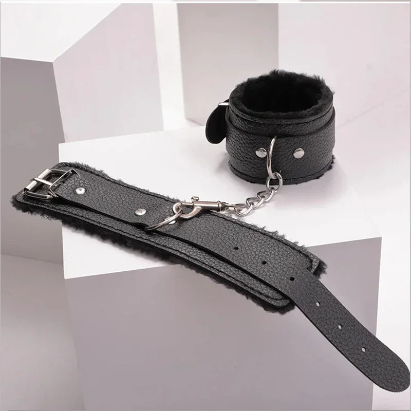 PU Leather Sexy Plush Handcuffs Women Ankle Cuff Bracelet Cosplay Fetish Sex Toys Accessories Bdsm Adult Game Toys Supplies