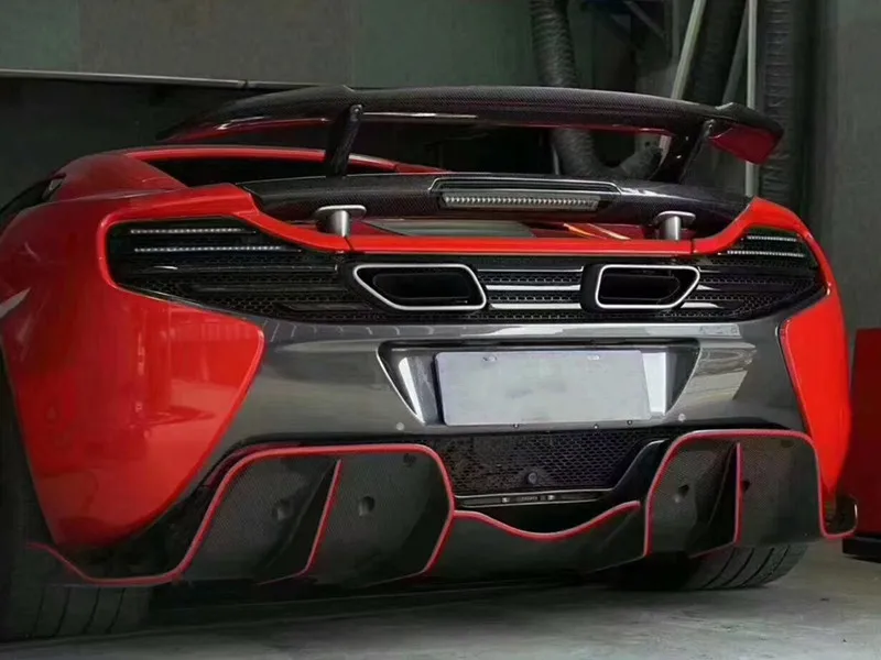 Suitable for McLaren 12C-MP4 650S Retrofit and Upgrade 675LT Style Real Carbon Fiber Rear Bumper Lip Rear Diffuser view 5