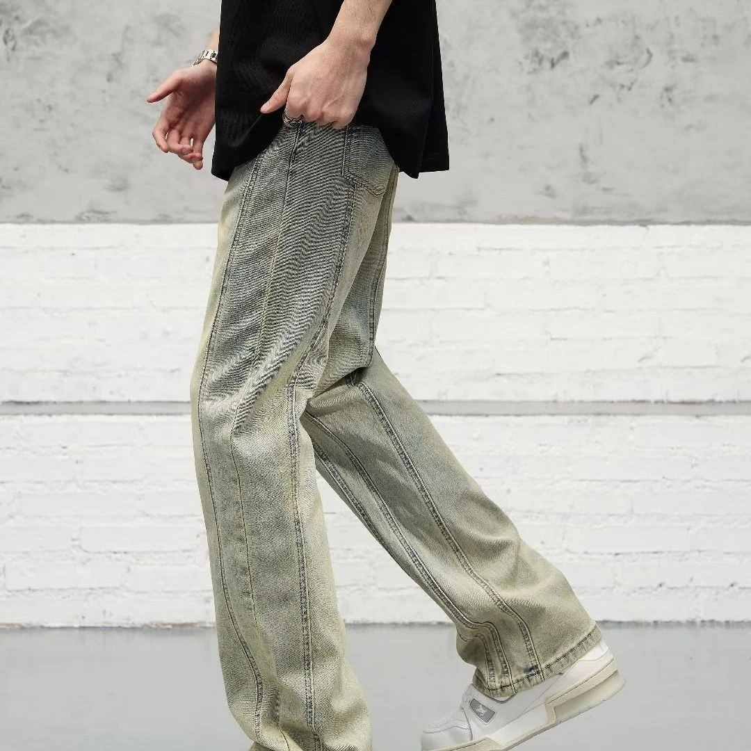 Calça jeans confortável de cintura alta, confortável, respirável de perna longa, estilo elegante, masculina, japonês, na moda, primavera 2022