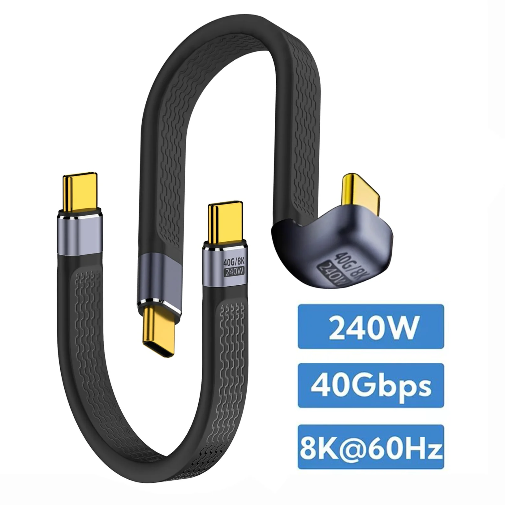 

USB C 240W PD Fast Charging Short Cable 8K@60Hz Display 40Gbps USB4.0 Soft FPC Data Cable for PC Mobile Phone Tablet Power Bank