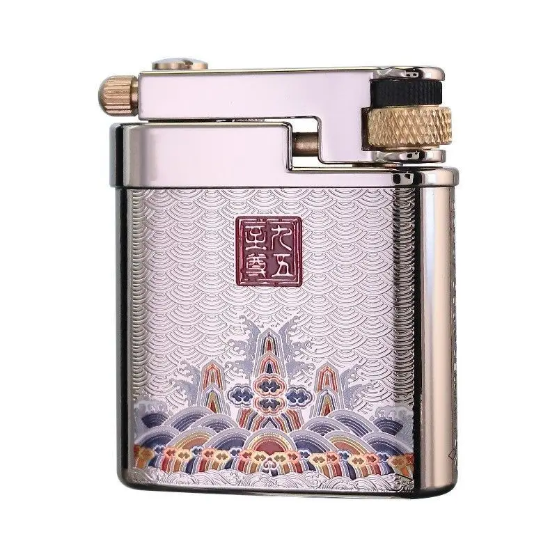 CHIEF Retro Fuel Lighter - Semi-Automatic Kirin Engraved Metal, Luxury Gift for Men on Birthday or Valentine's Day