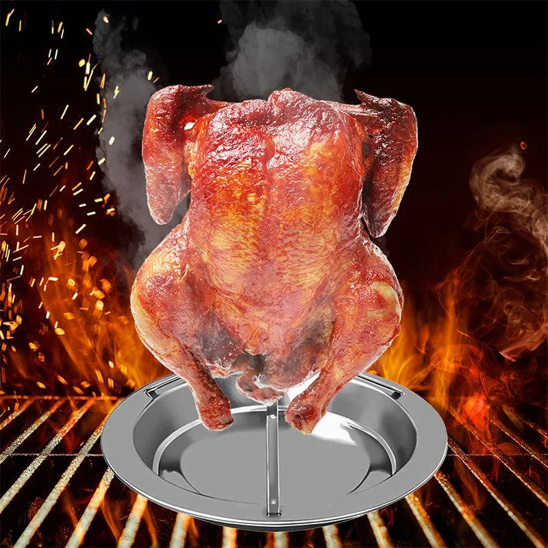 

〔HM4〕Roasting Grill Stand Chicken Roaster Rack Kitchen Outdoor BBQ Tools Stainless Steel Non-stick Grilled Chicken Plate