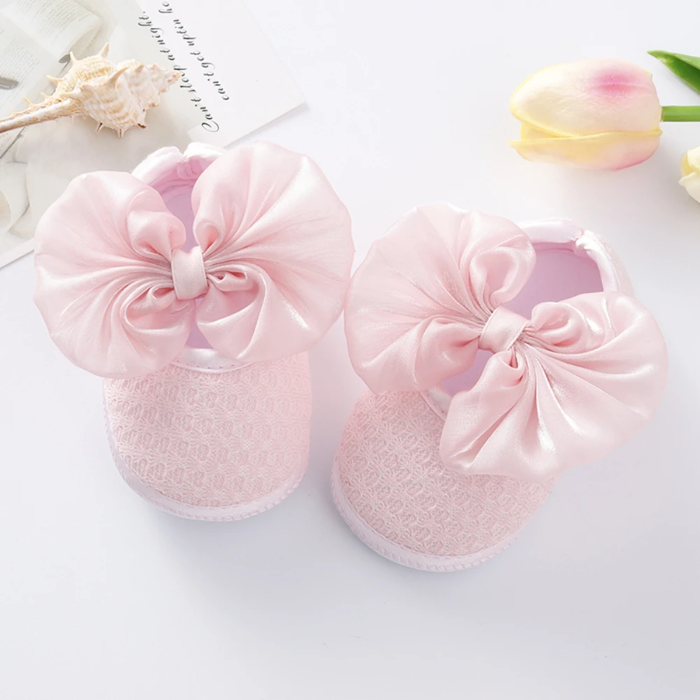 Spring Autumn Infant Baby Girl Net Yarn Bowknot Princess Shoes Toddler Soft Sole Walking Shoes For 0-18Month