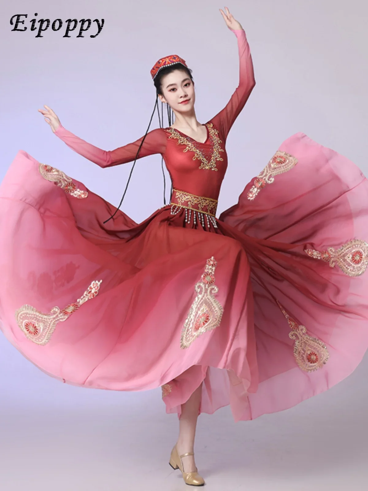 Xinjiang dance performance costume big skirt