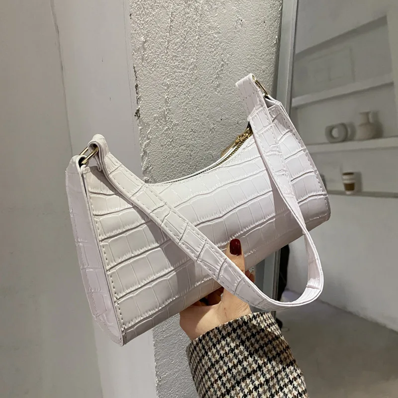 

Retro Alligator Pattern Female Small Handbags and Purse Armpit Shoulder Bags High Quality PU Leather Ladies Clutch Totes Bag