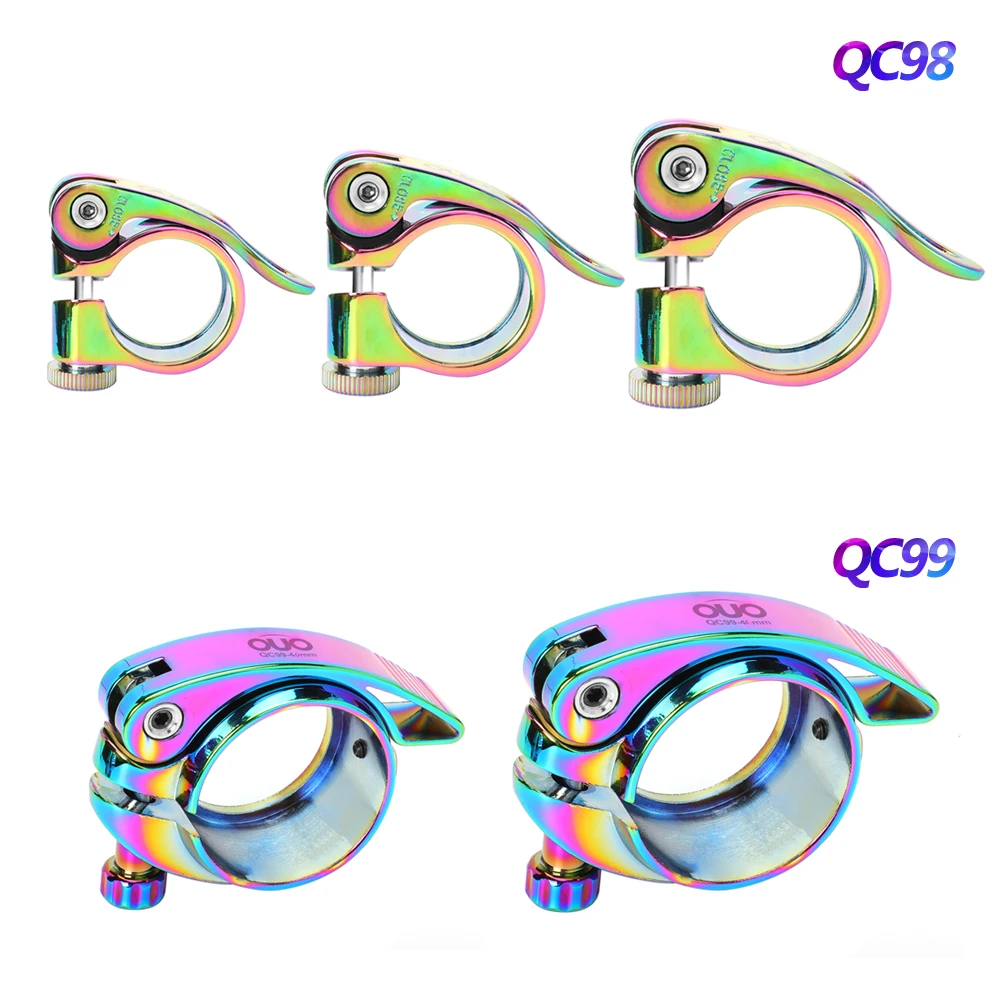 OUO Bicycle Seat Post Clamp Saddle Clamp Seatpost Rainbow Bike Saddle Collar Post It Mtb Components Pipe Clamp 28.6/31.8/34.9mm