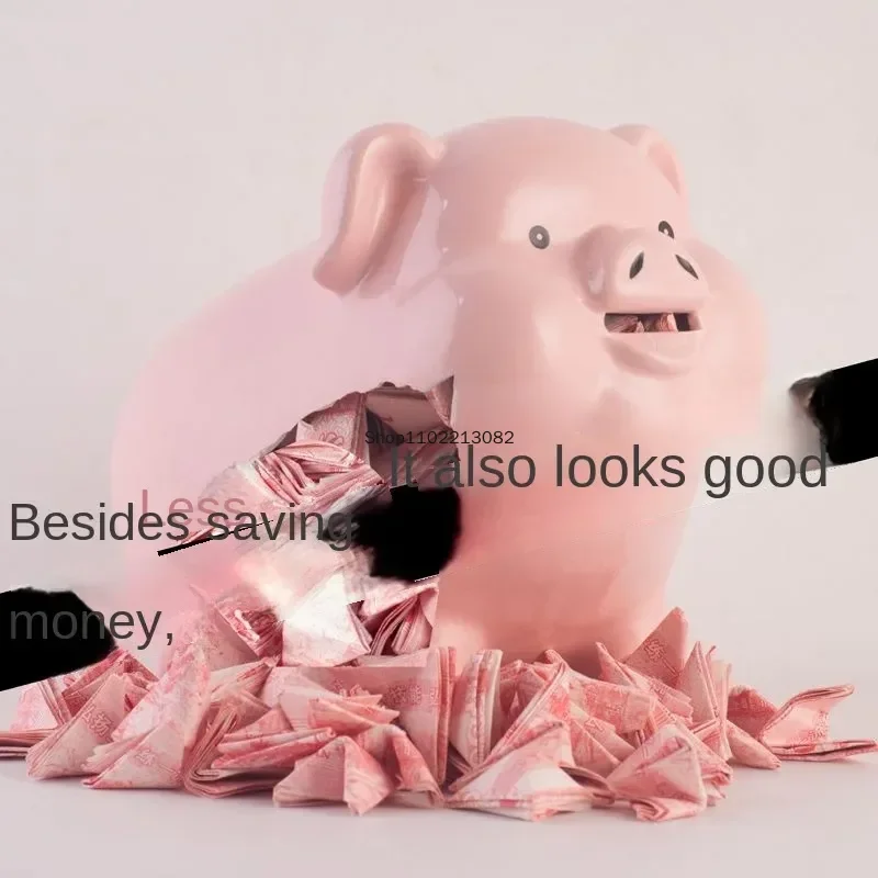 European Ceramic Piggy Bank Cute Cartoon Animal Money Box Pink Piggy Bank Multifunctional Storage Box Ornaments Home Decoration