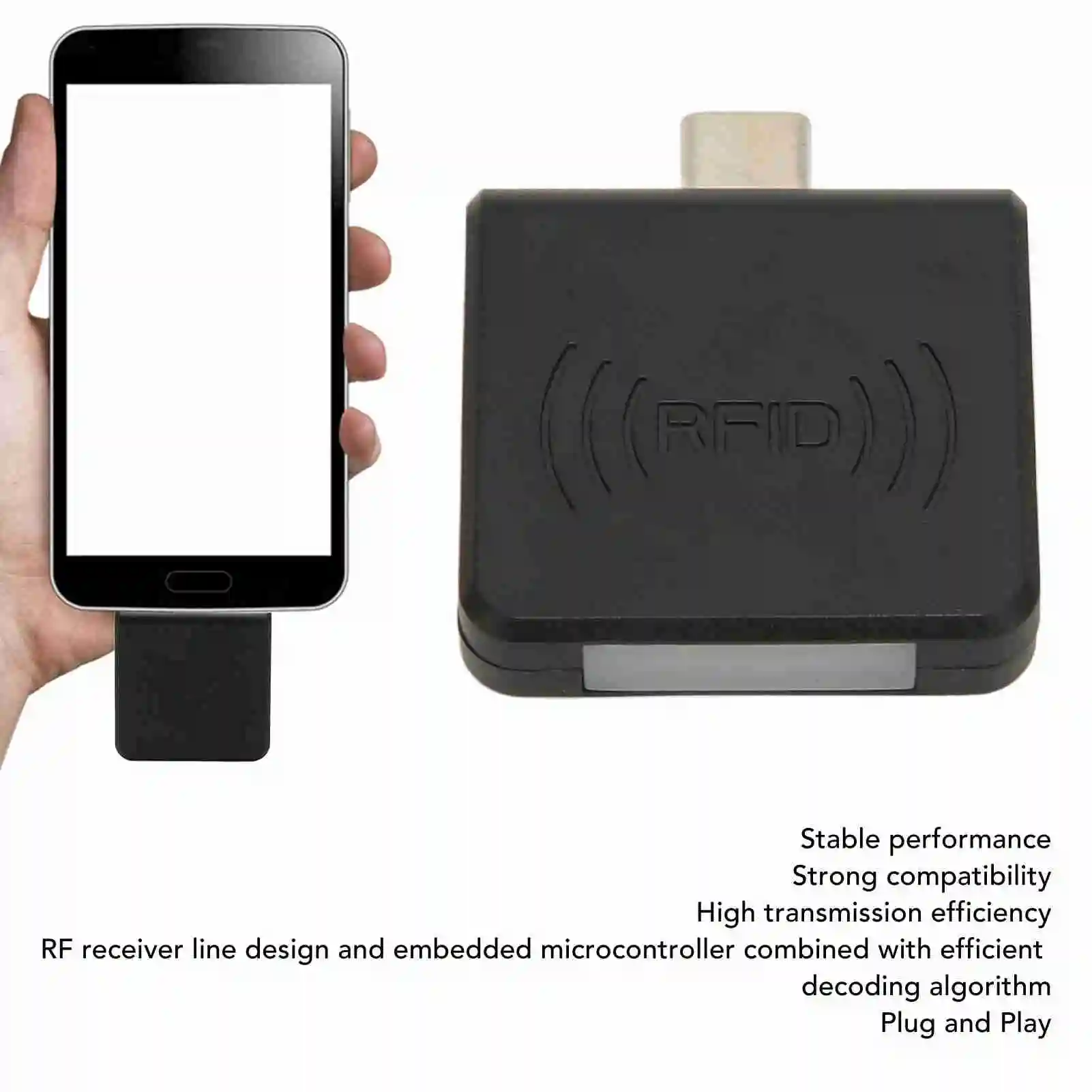 Mobile Card Reader, RFID Mobile Card Reader, Type-C Port, 125 kHz, Portable Smart Card Reader,Compatible with OTG-enabled Phones