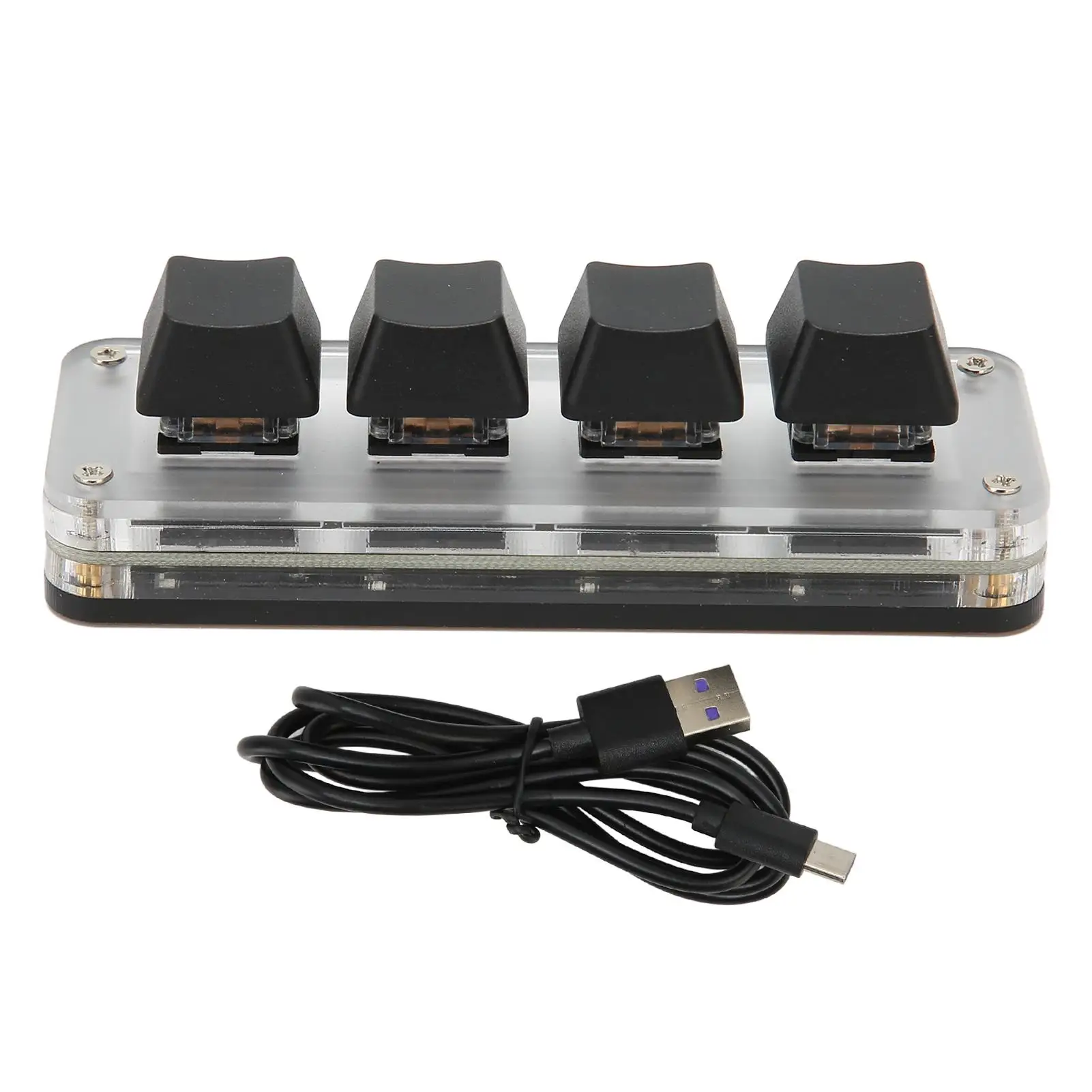 

4 Programmable Keys Blue Switch Compact Type C Wired One Handed Mechanical Keyboard MacOS Compatible