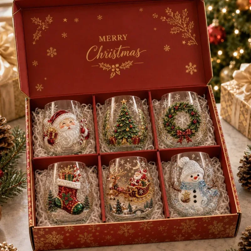 3d-christmas-glass-cup-art-luxury-raised-holiday-glassware-gift-6-pcsstemless-wine-glasses-glassware-for-coffee-tea-juice-milk