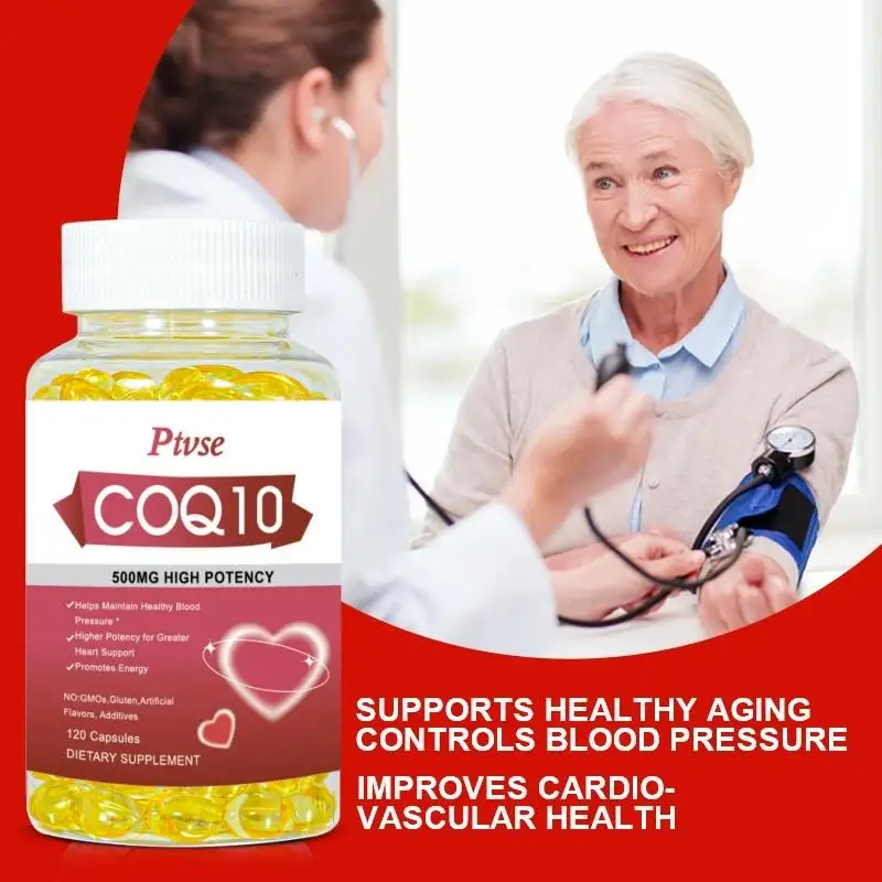 Ptvse CoQ10 500mg- 3x Absorption | 30/60/120 Softgels | Coenzyme Q-10 | Non-GMO, Gluten Free Vegan | Dietery Vitamins Suppelment