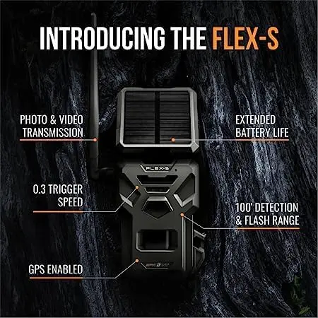 Flex-S Solar Cellular Trail Camera (4 PK) Integrated Solar Panel, LTE Connectivity, 100-foot Flash/Detection Range + Fo