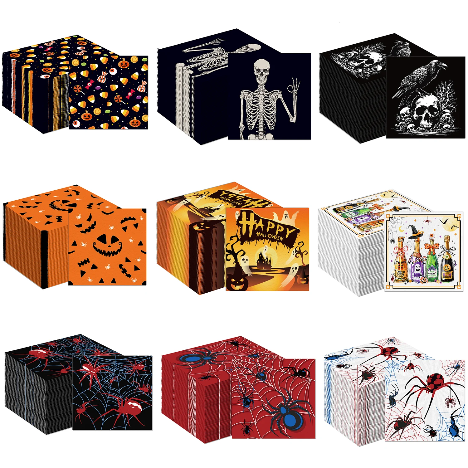 20/40 Stück Halloween-Party-Servietten, Skelett-Spinnen-Papierservietten für Halloween-Tischdekoration, Partyzubehör – Detail 30