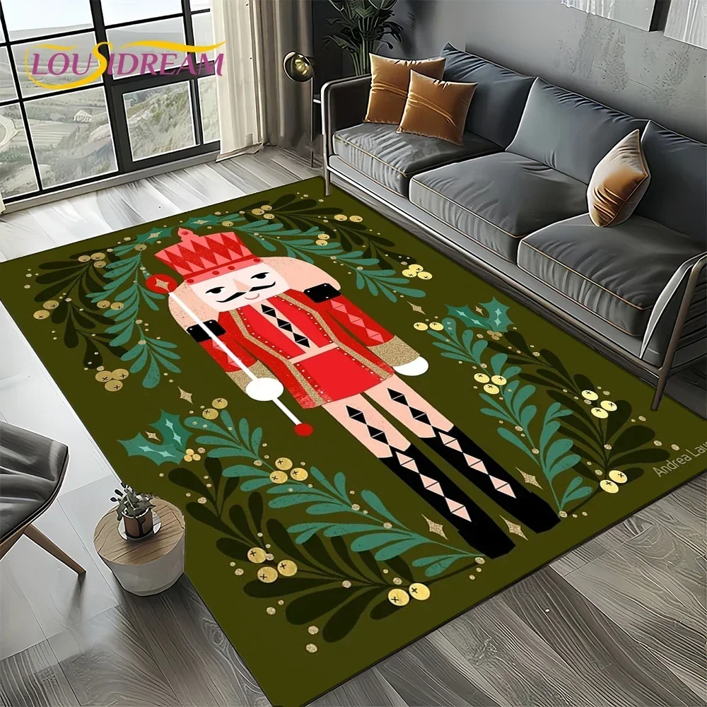 Cartoon Christmas Tree New Year Nutcracker Fairy Tales Carpet Rug for Living Room Bedroom Home Sofa Decoration,Kids Floor Mat